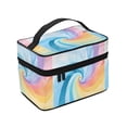 thumbnail image 4 of Handbag Travel Bag Cosmetic Bag 9×6.3×6.7in Multi-Function Bag Large Capacity For Camping Travel Family Travel Turquoise Tie Dye Background Rainbow Colors_4, 4 of 6