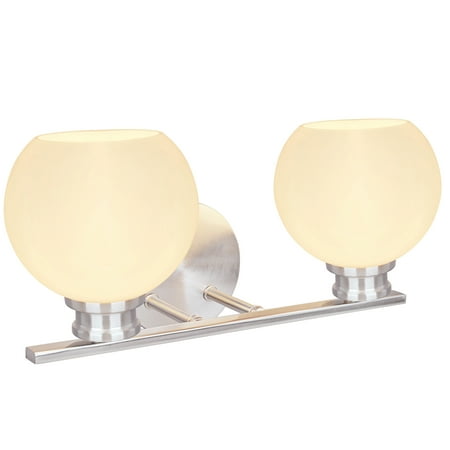 

Aspen Creative 62199 Two-Light Metal Bathroom Vanity Wall Light Fixture 15 Wide Transitional Design in Brushed Nickel