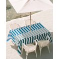 thumbnail image 2 of Outdoor Tablecloth with Umbrella Hole, Colorful Stripe Spillproof Waterproof Outdoor Table Cover, Modern Teal Blue Green Vertical Striped Patio Tablecloths for Party Picnic Camping, Rectangle 52"x70", 2 of 9