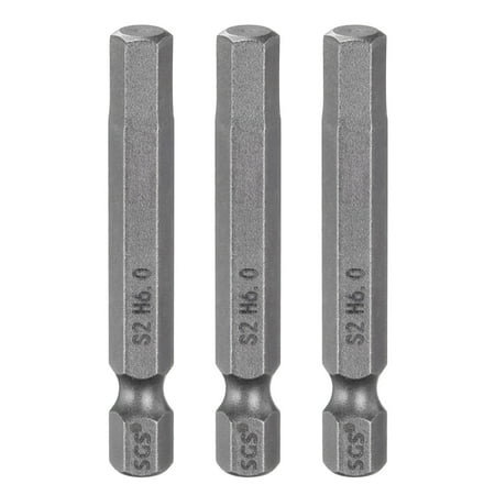 Uxcell 3pcs H6.0 Hex Head Drill Bit Wrench 6mm Metric Flat Tip 1/4 Hex Shank 50mm (2 ) Long Magnetic Hexagonal Screw Driver Socket Screwdriver Bits