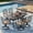 7 Piece (6 Swivel Chairs + 1 Rectangular Table), variant on SOLAURA Outdoor Dining Table, 60" x 37"Outdoor Rectangular Metal Table with 1.57" Umbrella Hole, for Backyards, Porches, Gardens or Poolside, Black
