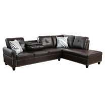 Star Home Living Corp Sean Faux Leather Sectional Sofa in Dark Brown