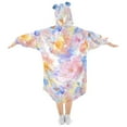 thumbnail image 2 of Dailycode Wearable Blanket Hoodie Oversized Sherpa Flannel Blankets with Pocket for 3-14 Year Old Soft Watercolor Flower, 2 of 7