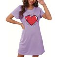 thumbnail image 4 of Xfvqtps Valentine's Day Nightgown for Women Plus Size Red Heart Print Short Sleeve Crew Neck Solid Color Lightweight Soft Comfortable Pajamas Purple, 4 of 6