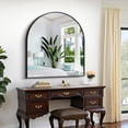 thumbnail image 5 of Arched Wall Mirror 24x20 Inch Black Metal Frame Tempered Glass Large Decorative Crystal Clear Shatterproof Mirror for Entryway Living Room Mantel Bathroom, 5 of 9