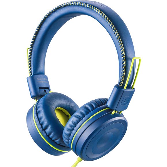 Auriculares para niños POWMEE M1, ajustables, plegables, estéreo sin enredos, cable de 3.5mm, auricular para niños (azul)