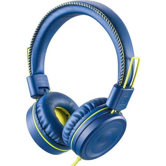 Auriculares para niños POWMEE M1, ajustables, plegables, estéreo sin enredos, cable de 3.5mm, auricular para niños (azul)