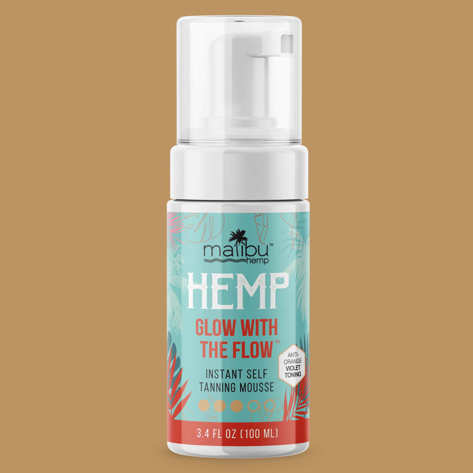 Malibu Hemp Let's Glow Crazy Sunless Tanning Mousse Medium Shade 3.4 fl oz