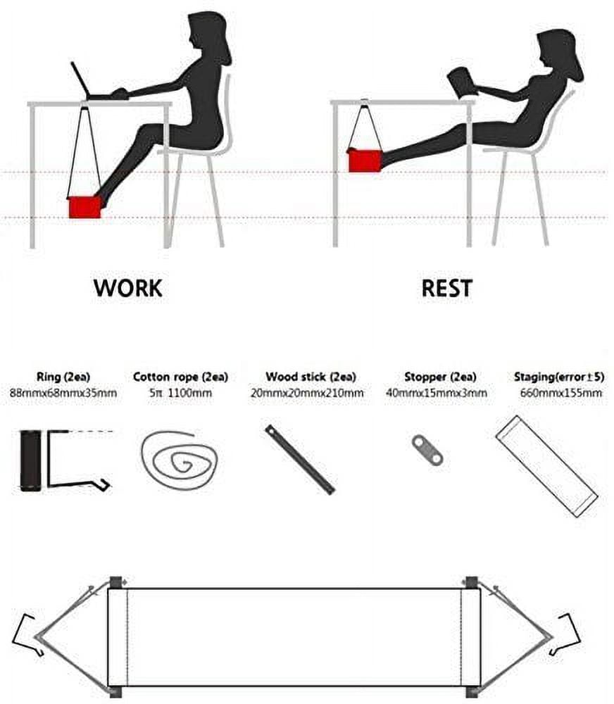 Foot Hammock Under Desk | Adjustable Desk Foot Rest Hammock Office | Under  The Desk Hammock for Feet Suitable for All Desk Types & Bonus Included by