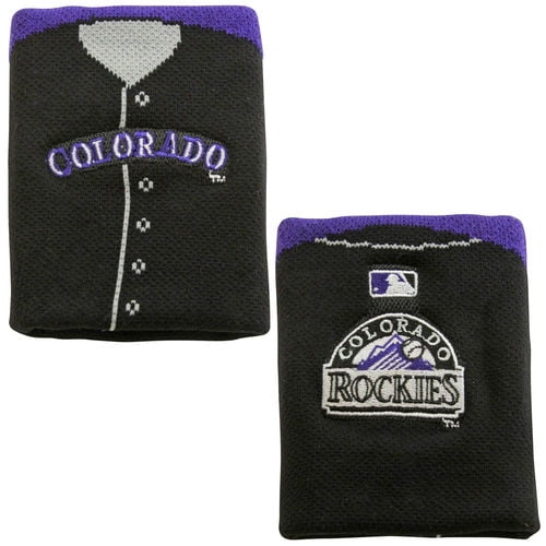 Colorado Rockies Team Logo Wrist Sweatband - Black