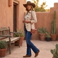 thumbnail image 6 of Womens Floral Textured Jackets Vintage Long Sleeve Button Down Ruffle Trim Fashion Tops, 6 of 7