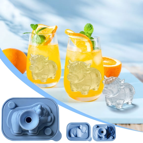 Highland Cow Ice Mold,Silicone Ice Cube Tray Reusable Whiskey Ice Molds,Cattle Shaped Ice Tray for Cocktails Drinks Coffee,Non-Stick Food Grade Mold for Chocolate Candy Jelly,Party Bar Kitchen Decor