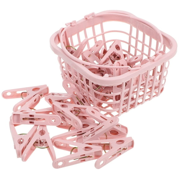 Masteelf 30pcs Plastic Clothes Pins Laundry Clips Heavy Duty Clothespins For Hanging Clothes Towels Blankets Windproof Quilt Clips With Basket