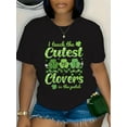 thumbnail image 1 of Saint-Patrick's Day T-Shirt - Casual Crew Neck, Short Sleeve, Stretch Knit - Geometric Clover Print Spring/Summer Fashion Top, 1 of 6