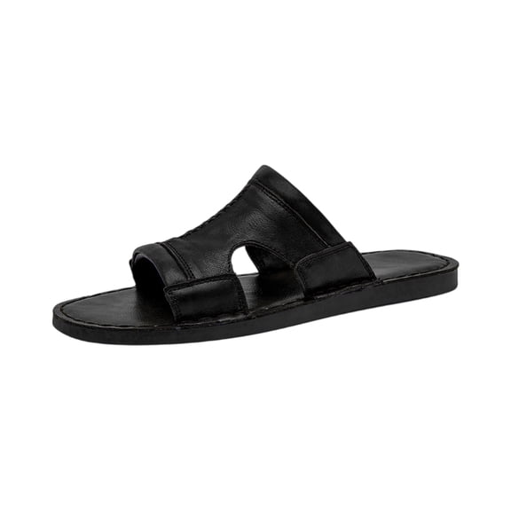 HAJWOH Men's Summer Beach Learher Sandals Comfortable Open Toe Cutout Slides
