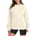 thumbnail image 1 of Timegard Chandails en Molleton à Col Rond pour Femmes Manches Longues Épaules Tombantes Pull Décontracté Automne Tops Amples et Confortables, 1 of 9