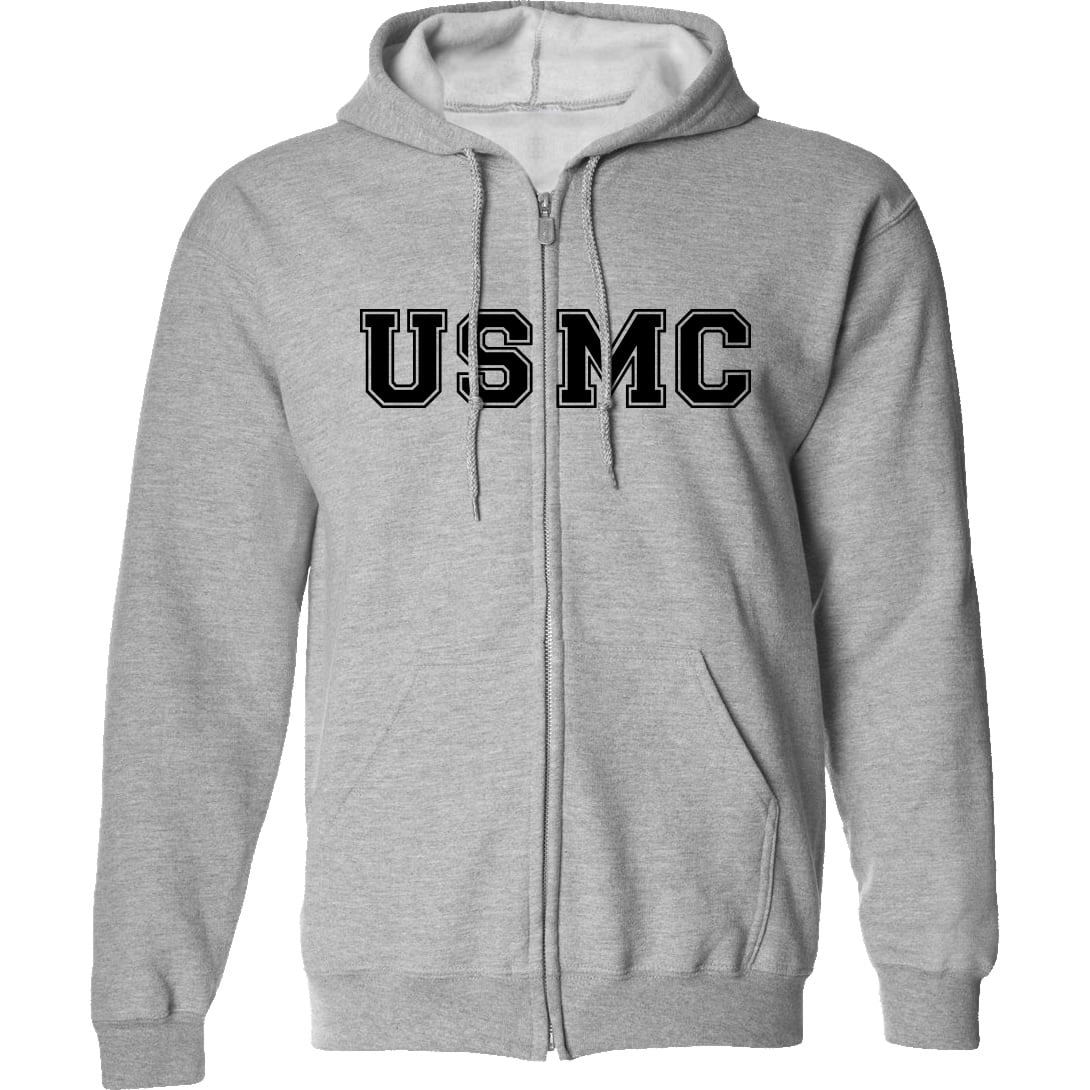 USMC Full-Zip Hooded Sweatshirt in Gray - Walmart.com