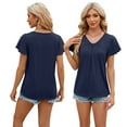 thumbnail image 2 of Fjuchai T-Shirts Tees for Women's Summer Causal Loose V Neck Blouses Tops Lightweight Short Sleeve Casual T-Shirts S-XXL, 2 of 8