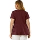 thumbnail image 5 of Women's Plus Size Top Pintuck Half Placket Button Front Round Neck Peplum T Shirt Burgundy 4X, 5 of 7