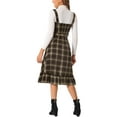 thumbnail image 3 of INSPIRE CHIC Plaid Vintage Dress for Women Ruffled Sleeveless Tie Waist A-Line Pinafore Overall Dresses XS Khaki Brown, 3 of 5