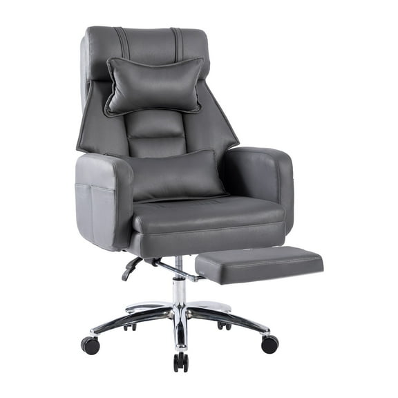 Swivel Ergonomic Office Chair, Technology Leather  High Back Office Chair with Lumbar Support Headrest, Sedentary Comfortable Boss Chair, 155° Reclining Computer Chair (Color : DARK GREY)