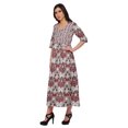 thumbnail image 2 of Moomaya Printed A-Line Kurtis For Women 3/4 Sleeve Kurta Summer Tunic, 2 of 5