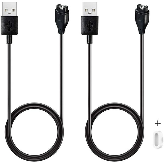 Charger for Garmin Vivoactive 5, Vivoactive 4, Vivoactive 4S, Replacement Charging Cable Cord Plus a White Silicone Charger Port Protector Anti Dust Plug (2Pack)
