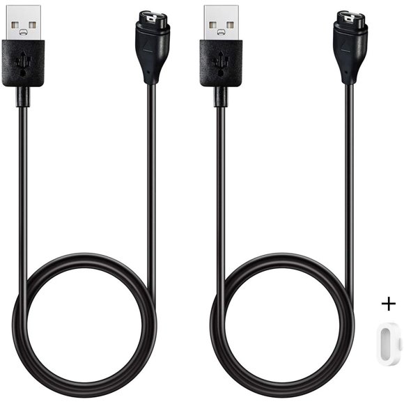 Tianle Charger Compatible with Garmin Vivoactive 5, Vivoactive 4, Vivoactive 4S, Replacement Charging Cable Cord Plus a White Silicone Charger Port Protector Anti Dust Plug (2 Pack)