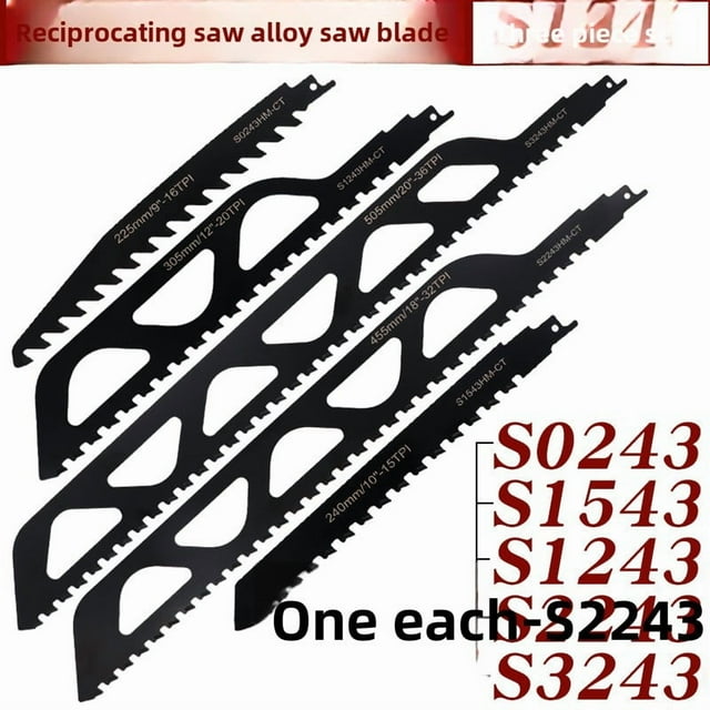 Ensemble de 5 Lames de Scie Alternative en Alliage Robuste pour une Coupe Efficace des Briques Rouges et de la Pierre - Lames de Scie Durables, Polyvalentes et Faciles à Installer pour Scies Alternative, Idéal pour