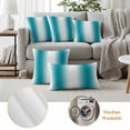 thumbnail image 6 of Teal White Ombre Outdoor Waterproof Pillow Covers, Modern Abstract Art Farmhouse Gradient Decorative Rectangle Throw Pillowcase Sofa Cushion Sham for Patio/Couch/Chair, 20"x12" 2 Pack, 6 of 8