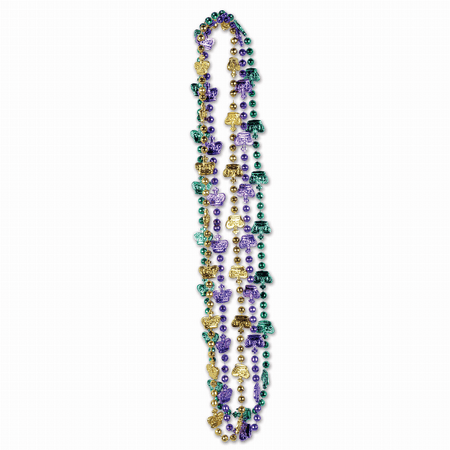 Crown Beaded Necklaces | Green, Purple & Gold | 3 Pcs.