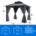 thumbnail image 2 of Dextrus Double Roof Hardtop Gazebo with Netting and Curtains, Outdoor Heavy Duty Galvanized Steel Combined of Vertical Stripes Roof,Ideal for Patio, Backyard, Deck, Lawns-10x10ft, Gray, 2 of 5