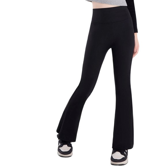 Girls School Uniform Pants Slim High Waist Elastic Waistband Solid Print Flared Trousers Back To School Girls Pants Size 3-4 Years