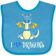 thumbnail image 3 of Inktastic I Love Dragons with Cute Blue Dragon Boys or Girls Baby Bib, 3 of 4