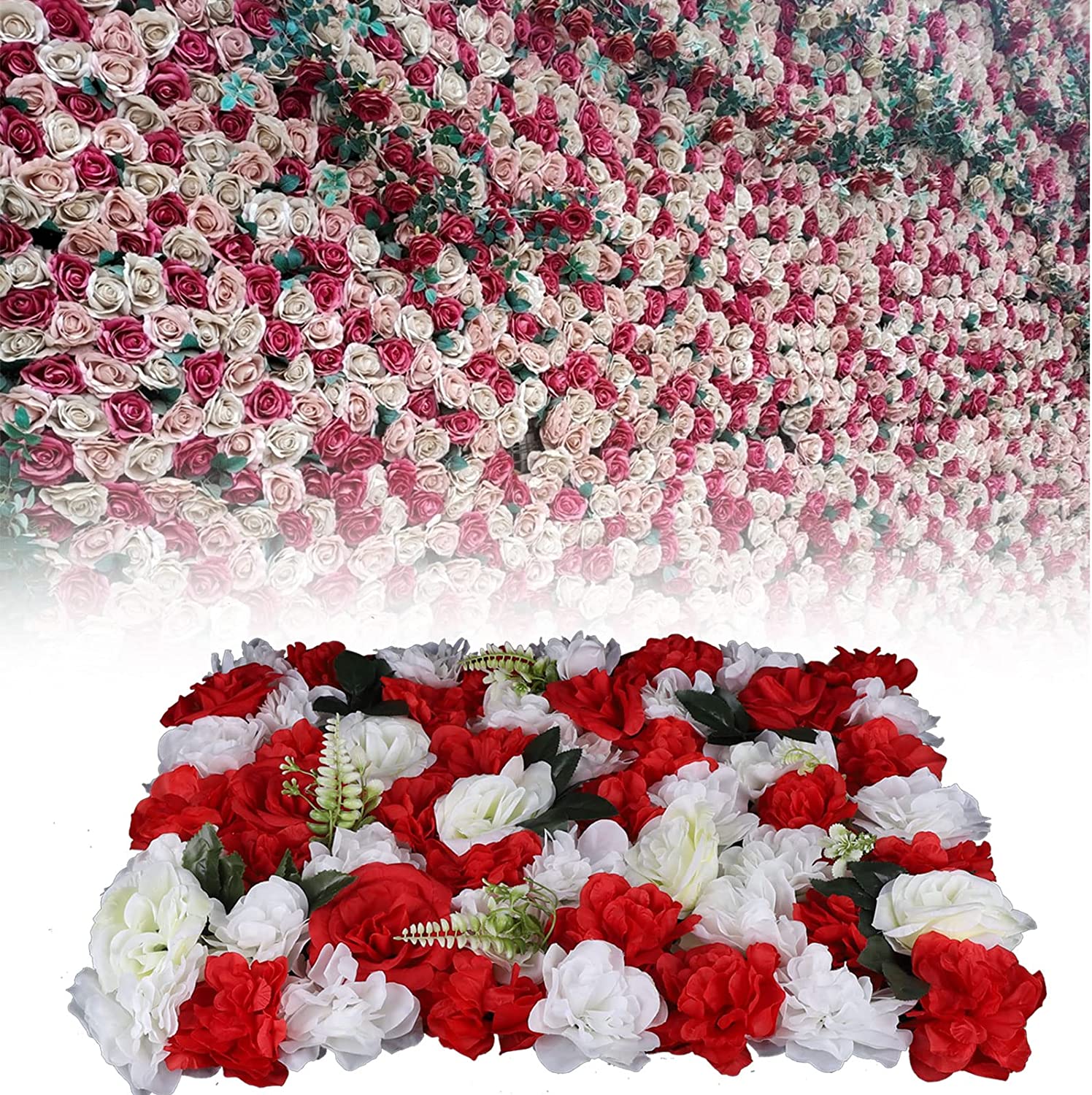 Miumaeov 12 Pcs Flower Wall Silk Artificial Flower Backdrop Reusable