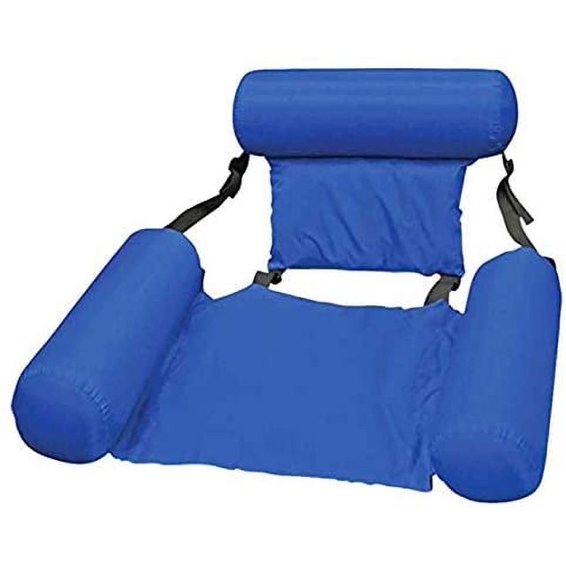 Hamaca para piscina, reclinable flotante, silla de piscina inflable, hamaca flotante plegable para agua, hamaca flotante reclinable para adultos, azul (100x120cm)