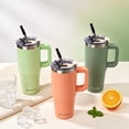 thumbnail image 5 of AQUAPHILE Insulated Tumbler with Leak-proof Lid and Straw, 30 oz Insulated Stainless Steel Coffee Mug with Handle, Travel Coffee Mug，Peach Pink, 5 of 8