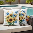thumbnail image 5 of Summer Floral Pillow Covers 2 Pack Watercolor Yellow Blue Butterfly Farmhouse Sunflower Pillowcase Waterproof Outdoor Throw Pillow Cover for Patio Garden Square Cushion 24”x24”, 5 of 9