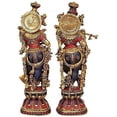 thumbnail image 2 of Brass Lord Radha Krishna Couple Bhagwan Large Statue Turquoise Murti for Home Decor Pooja Temple Room Gallery Height 29 Inch, 2 of 2