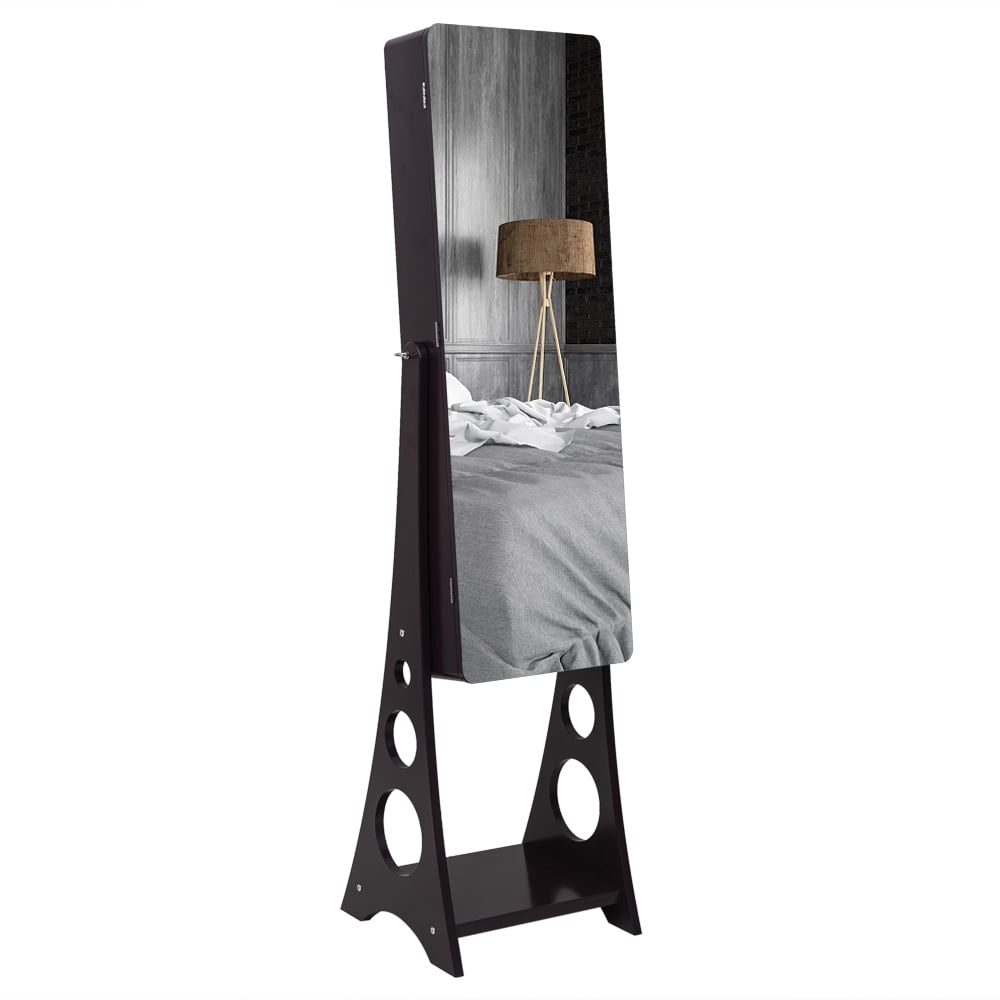 Lowestbest 3-Layer Jewelry Armoire, Wooden Floor Standing Jewelry Cabinet, Jewelry Organizer with Mirror for Earrings Bracelets Rings Necklace, Dark Brown Lowestbest 3-Layer Jewelry Armoire, Wooden Floor Standing Jewelry Cabinet, Jewelry Organizer with Mirror for Earrings Bracelets Rings Necklace, Dark Brown
