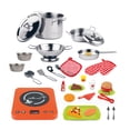 thumbnail image 3 of VALESSATI 31-Piece Kids Kitchen Play Set, Teal Carry Case, Toy Induction Burner & Play Food, Age 3+, 3 of 8