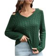 thumbnail image 1 of Womens Fall Fashion 2022! QLEICOM Sweaters for Women, Women's Off Shoulder V-Neck Sweater Women's Loose Autumn Winter Long Sleeve Knit Sweater On Clearance, 1 of 8