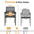 thumbnail image 3 of Stackable Waiting Room Chairs, Oversize Conference Room Chairs 350 lbs Capacity, Ergonomic Mesh Office Guest Chairs, For Lobby, Reception Area, Break Room, Stackable, Black, 3 of 5