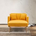 thumbnail image 2 of Teddy Chaise Lounge Indoor with 3 Reclining Angles, Modern Sleeper Chair Bed, Convertible Lounge Chair with Solid Tapered Metal Legs, Modern Tufted Sofa with2 Pillows, for Living Room, Mustard, 2 of 7