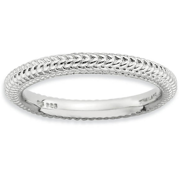 Sterling Silver Rhodium-Plated Domed Ring