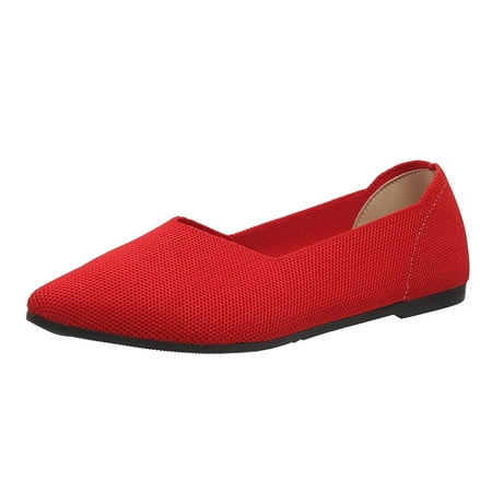 JDEFEG Women s Casual Shoes Size 7 Ladies Fashion Solid Color Breathable Mesh Pointed Comfort Flat Casual Shoes Mens Slip On Casual Shoes Size 12 Red 40