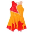 thumbnail image 3 of Zaldita Kids Girls Sleeveless Sequins Ballet Leotard Dress Color Block Figure Ice Skating Dress Dance A Orange 14, 3 of 7