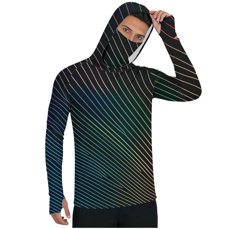 lcziwo Men's Sun Protection Shirt Athletic Vacation Print Long
