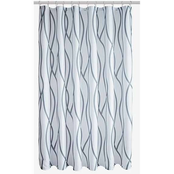 Extra Long Textured Fabric Shower Curtain 72 Inch Width by 84 Inch Length, Dark Grey Printed Dancing Bathroom Curtains Machine Washable