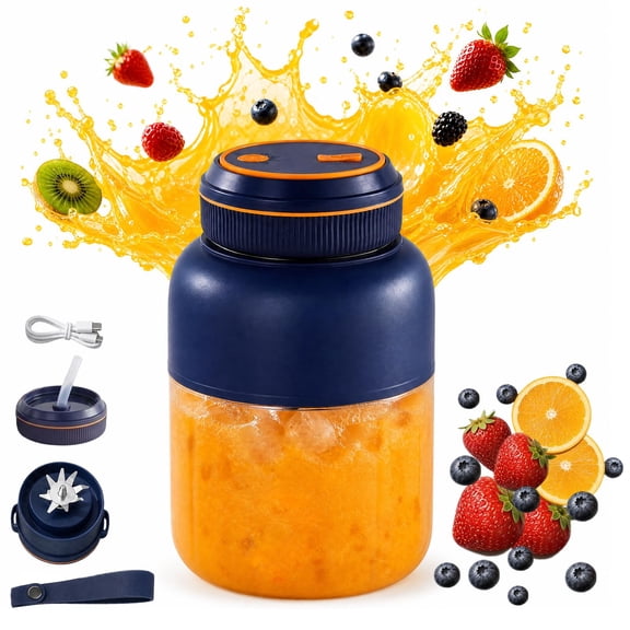 44oz & 27oz Portable Cordless Blender, 180W 38-Blade Rechargeable Blender with Dual Lid for Shakes Smoothies, Travel Gym Office